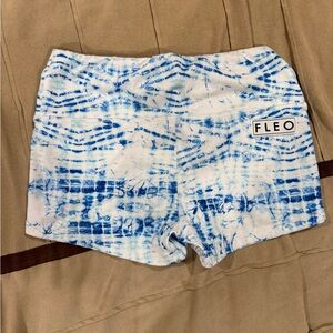 Fleo Women's Athletic Shorts in Blue and White